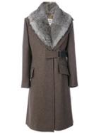 Maison Margiela Fur Trimmed Coat - Brown