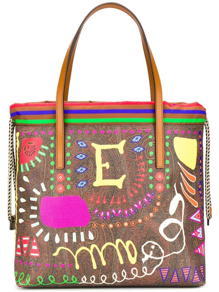 Etro Large Printed Tote Bag - Brown