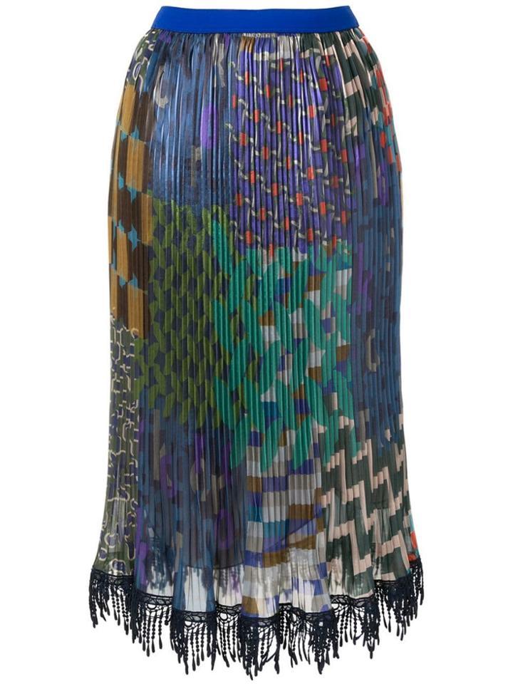 Kolor Printed Pleated Midi Skirt - Brown