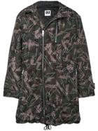 Les Hommes Urban Hooded Camouflage Coat - Black