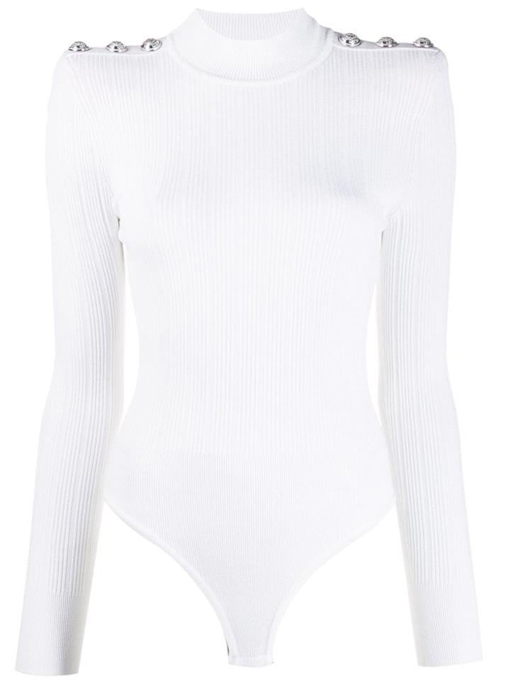 Balmain Rib-knit Bodysuit - White