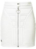 Philipp Plein Stitched Panel Mini Skirt, Women's, Size: Medium, White, Acetate/polyester/lamb Skin