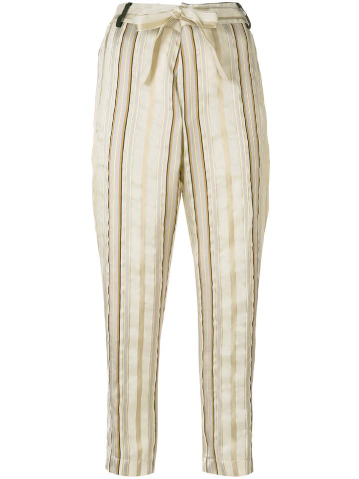 Forte Forte Striped Cropped Trousers - Nude & Neutrals