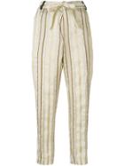 Forte Forte Striped Cropped Trousers - Nude & Neutrals