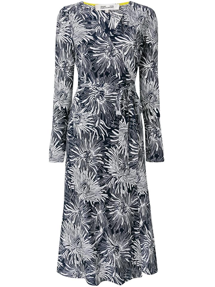 Diane Von Furstenberg Floral Wrap Dress - Blue