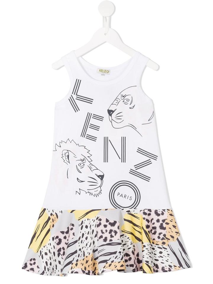 Kenzo Kids Jungle Print Dress, Girl's, Size: 8 Yrs, White