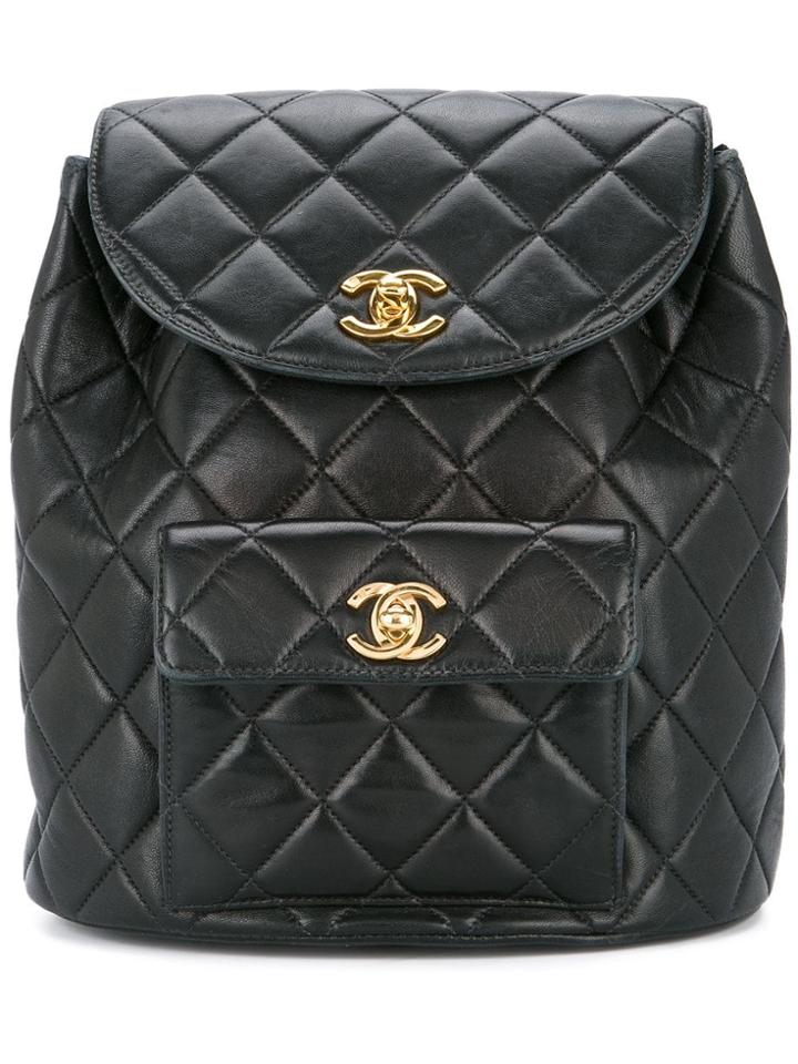 Chanel Pre-owned Quilted Chained Backpack - Black