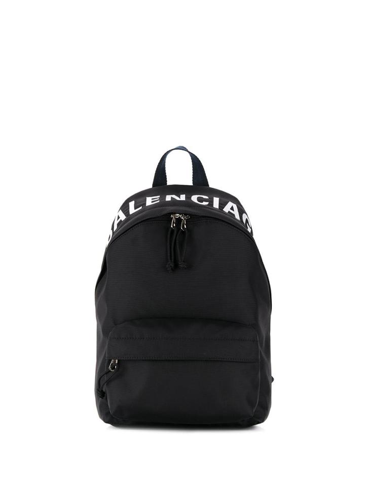 Balenciaga Wheel Logo Print Backpack - Black