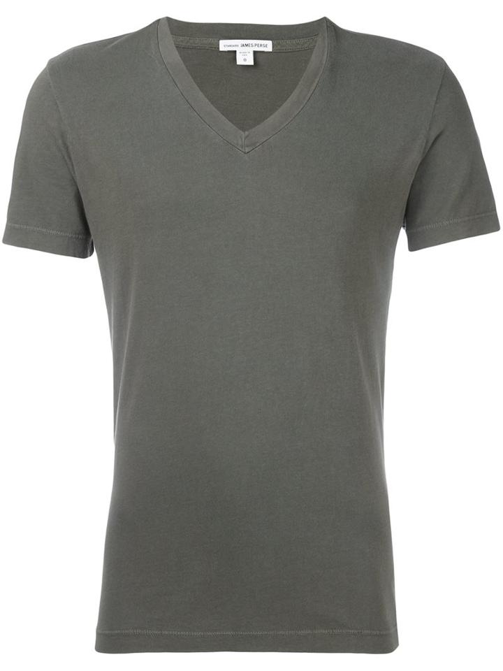 V-neck T-shirt, Men's, Size: 0, Green, Cotton, James Perse