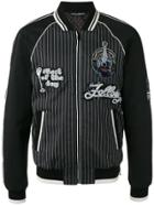 Dolce & Gabbana Musical Patch Striped Bomber - Black
