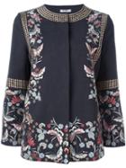 Vilshenko - Floral Embroidered Jacket - Women - Cotton/linen/flax/acetate/cupro - 10, Green, Cotton/linen/flax/acetate/cupro