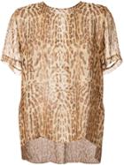 Adam Lippes Ocelot Printed Chiffon T-shirt - Yellow & Orange