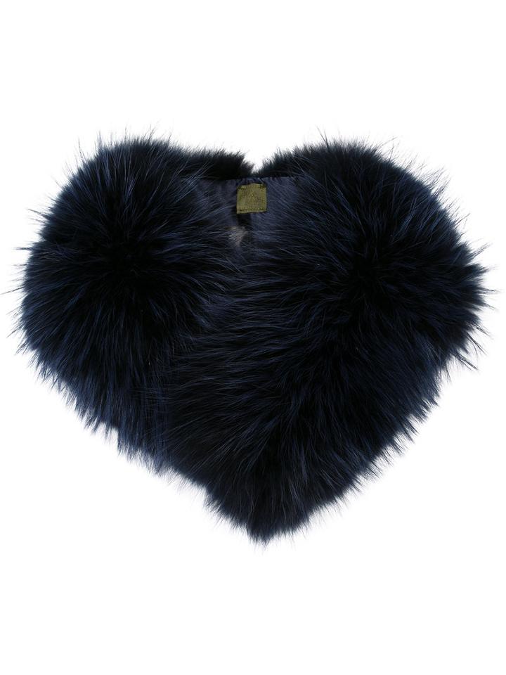 Mr & Mrs Italy Fur Collar, Women's, Blue, Racoon Fur/polyester