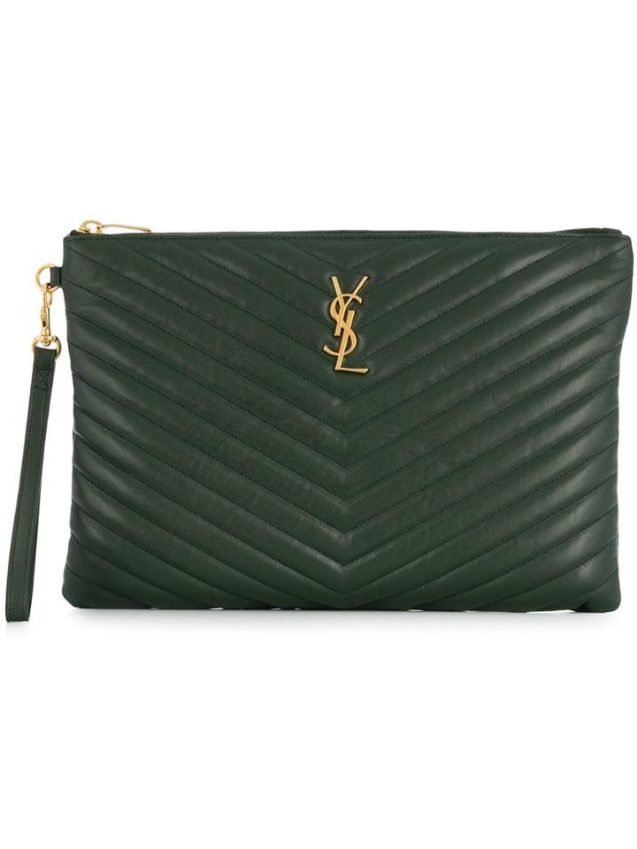 Saint Laurent Large Clutch Bag - Green