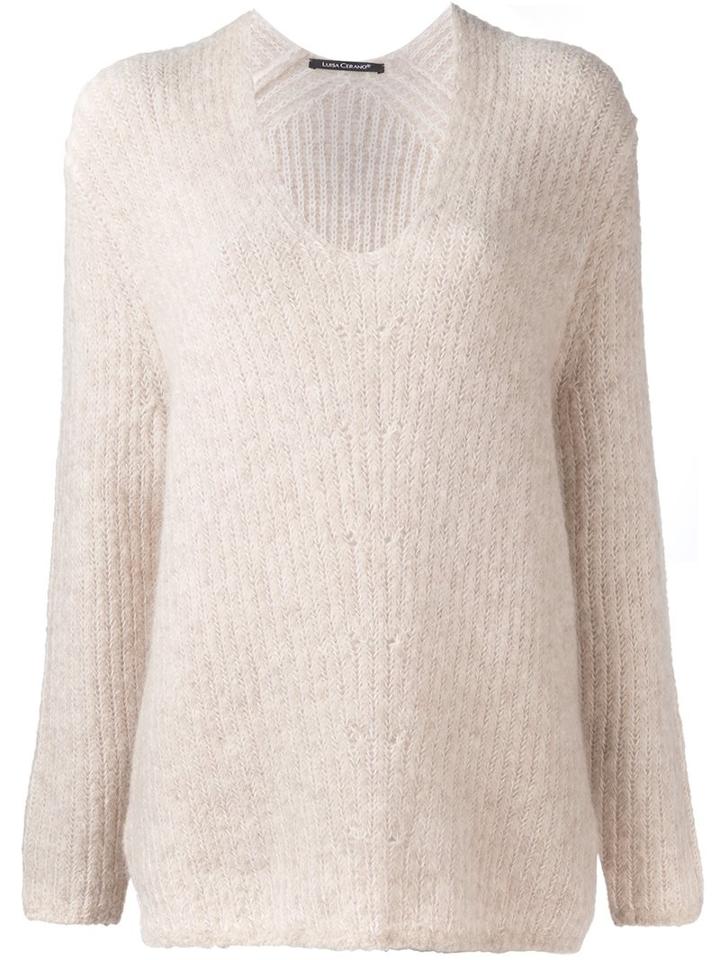 Luisa Cerano V Neck Long Jumper, Women's, Size: 38, Nude/neutrals, Polyamide/spandex/elastane/mohair/merino