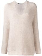 Luisa Cerano V Neck Long Jumper, Women's, Size: 38, Nude/neutrals, Polyamide/spandex/elastane/mohair/merino