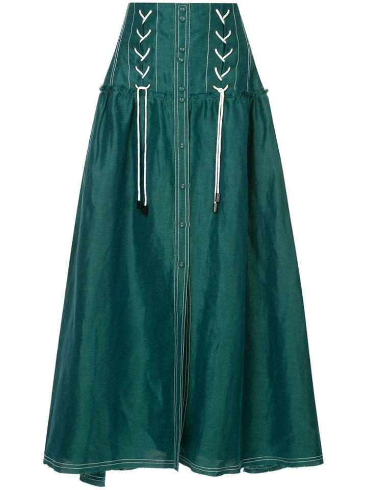 Aje Lace-up Detail Skirt - Green