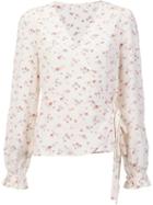 Ines De La Fressange Floral Print Wrap Blouse, Women's, Size: 34, White, Cotton