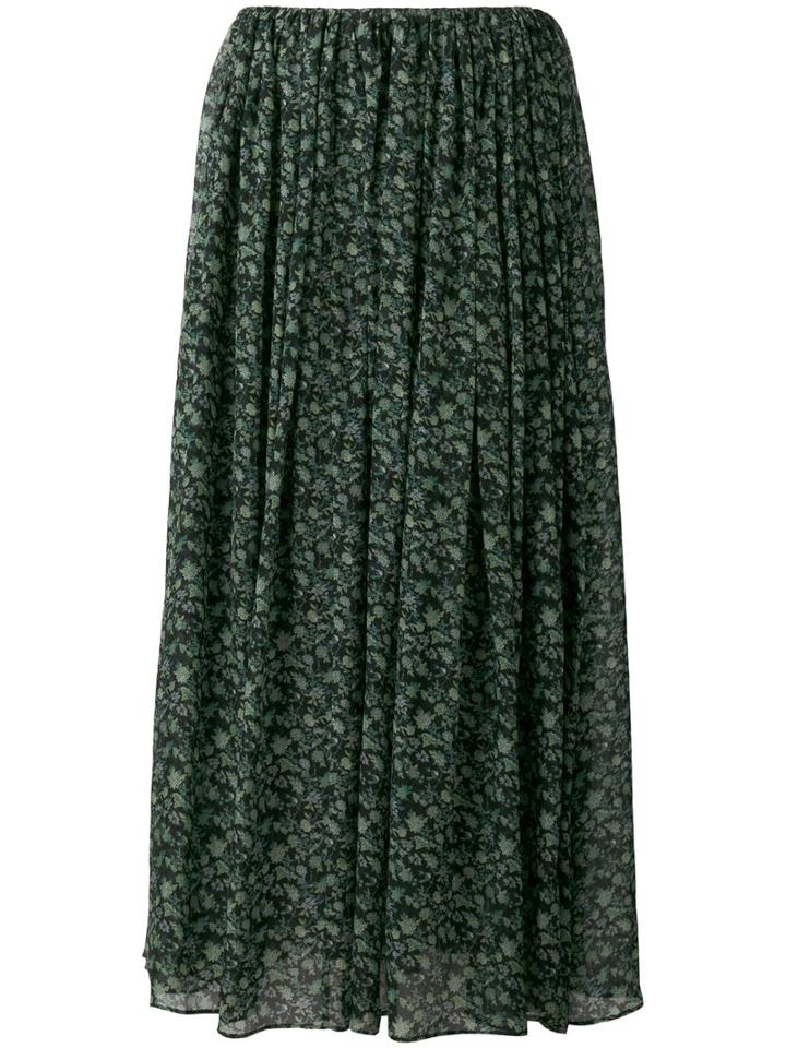 08sircus - Floral Print Maxi Skirt - Women - Cotton/cupro - 2, Green, Cotton/cupro