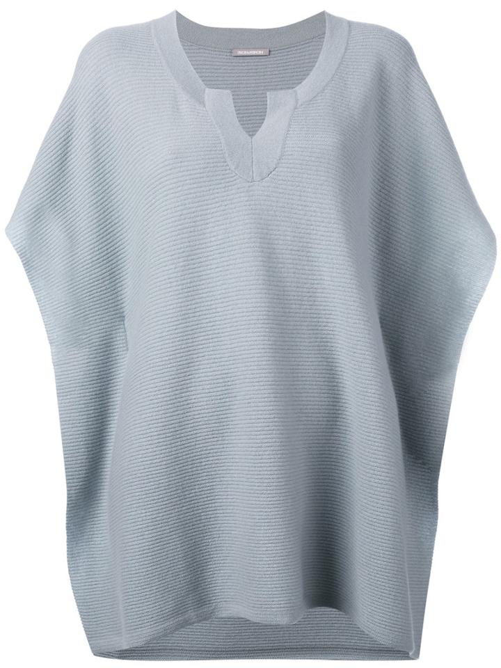 Hemisphere Ribbed Open Neck Top, Women's, Size: Medium, Grey, Cashmere