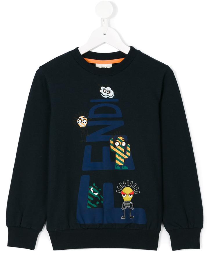 Fendi Kids - Printed Sweatshirt - Kids - Cotton/spandex/elastane - 6 Yrs, Blue