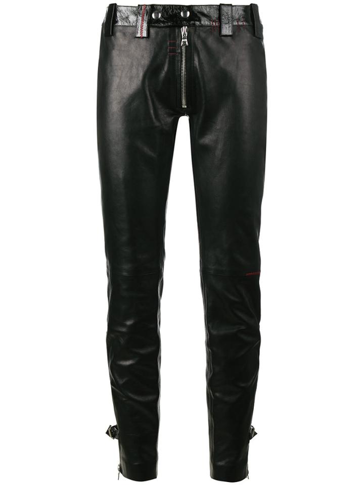 Beau Souci Exposed Zip Skinny Leather Trousers - Black