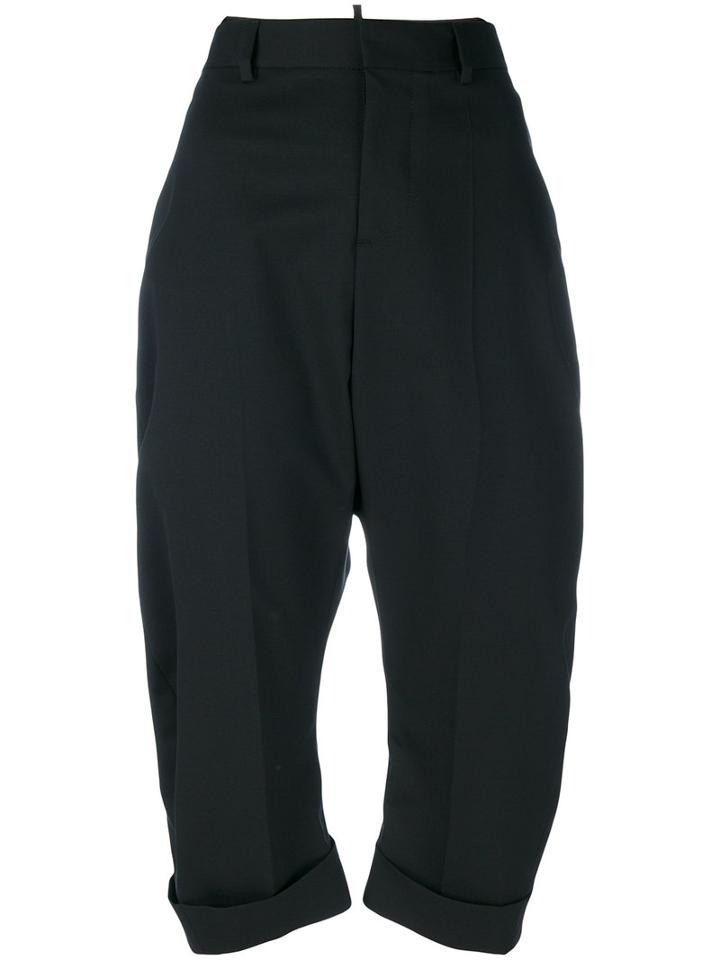 Dsquared2 - Loose Fit Cropped Tailored Trousers - Women - Polyester/spandex/elastane/virgin Wool - 38, Black, Polyester/spandex/elastane/virgin Wool