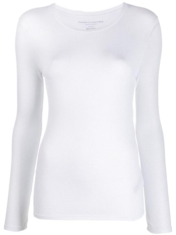 Majestic Filatures Shimmer Ribbed Knit Sweater - White