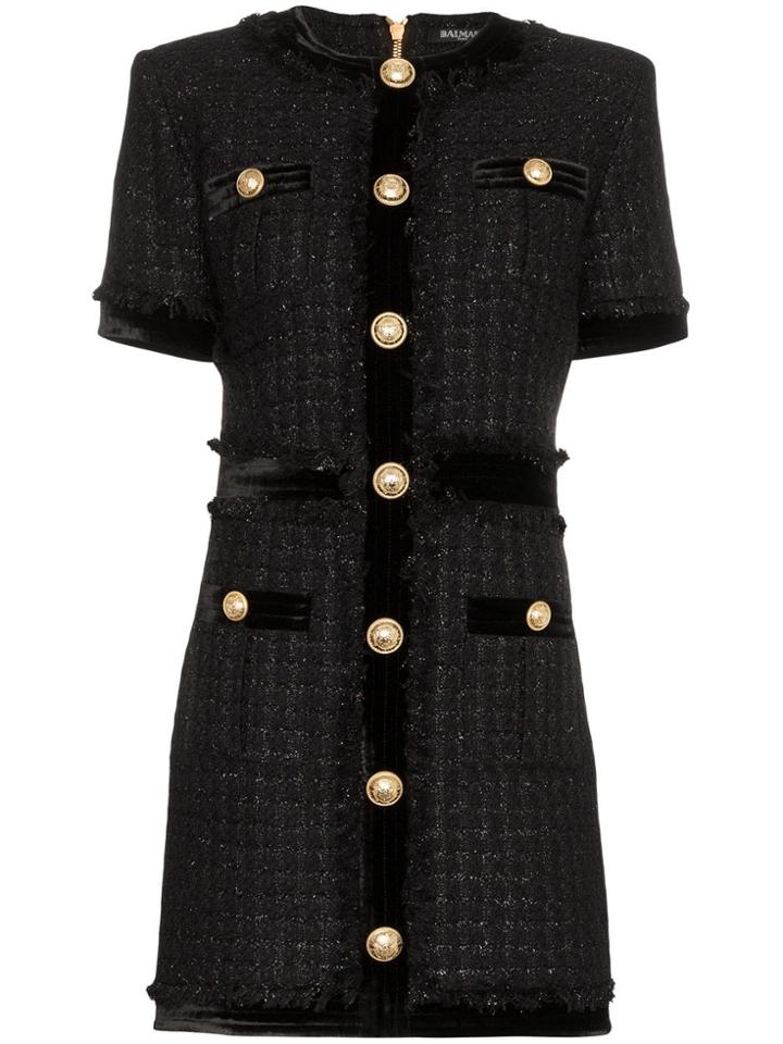 Balmain Buttoned Mini Dress - Black
