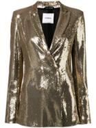 Ainea Sequin Double Breasted Blazer - Gold