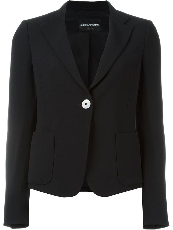 Emporio Armani Fitted Blazer, Women's, Size: 44, Black, Acetate/viscose/cotton