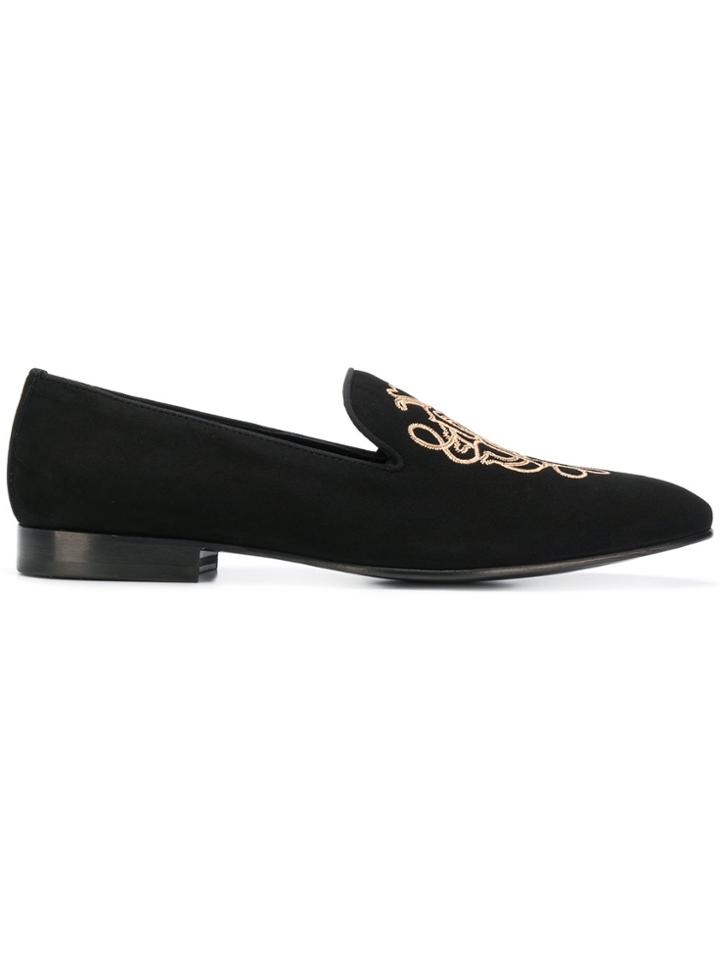 Roberto Cavalli Embroidered Loafers - Black