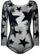 Alexia Hentsch Black Silk Blend Star Applique Bodysuit