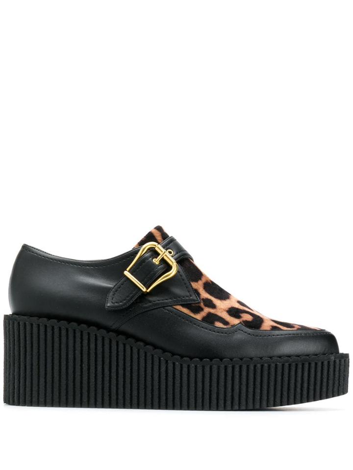 Stella Mccartney Leopard Print Platform Loafers - Black