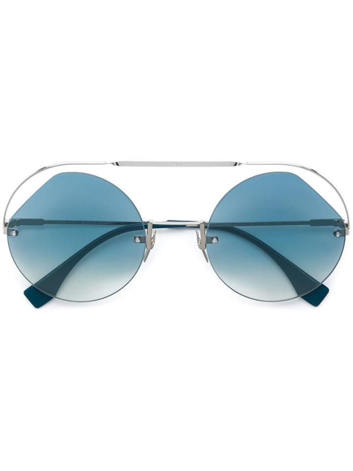 Fendi Eyewear Ribbons & Crystals Sunglasses - Silver