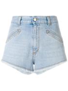 Fiorucci Frayed Hem Denim Shorts - Blue