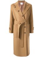 Moon J Belted Double-breasted Coat - Brown