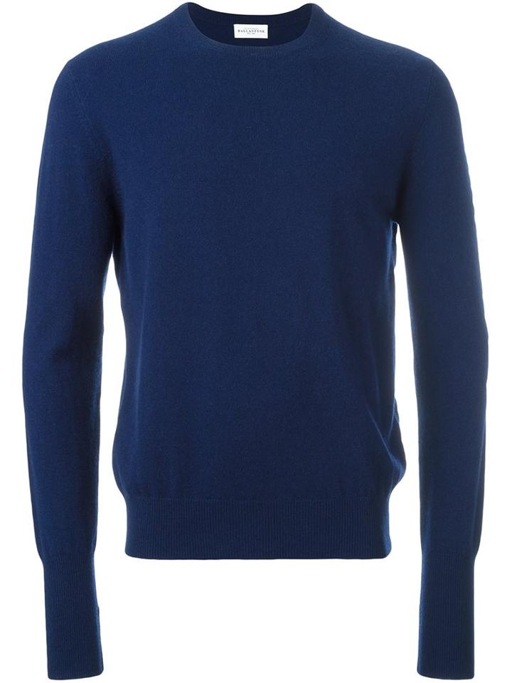 Ballantyne Crew Neck Jumper, Men's, Size: 50, Blue, Cashmere