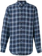 Canali - Checked Shirt - Men - Linen/flax - M, Blue, Linen/flax