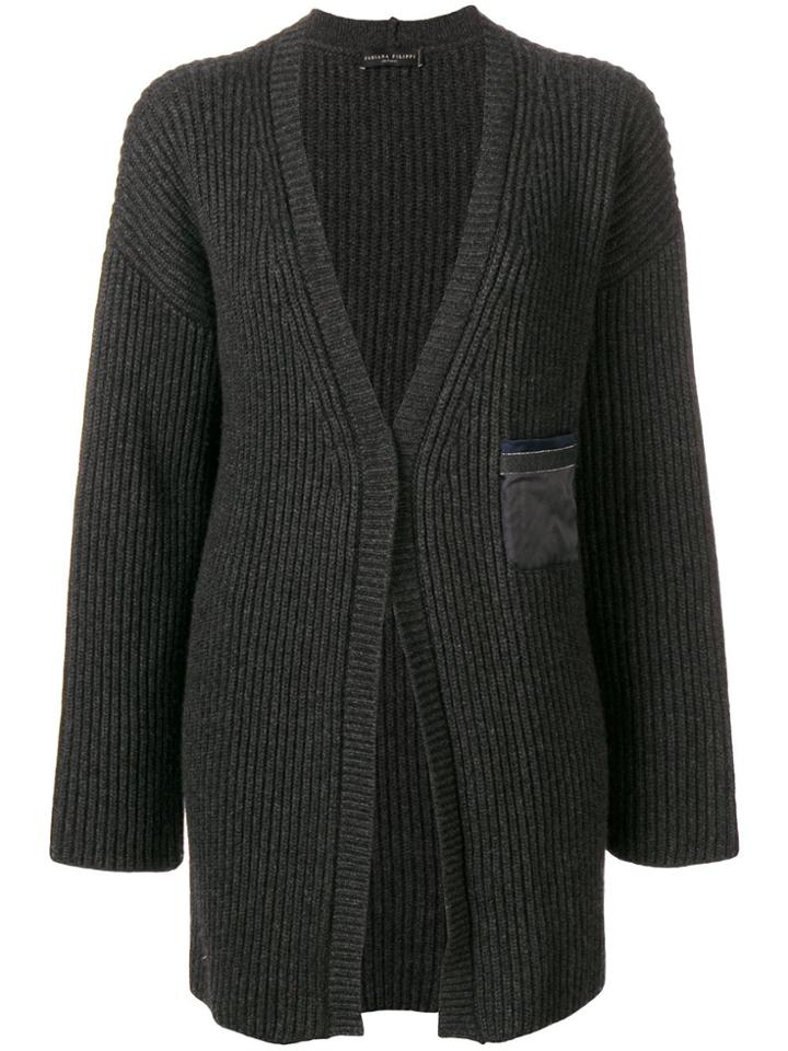 Fabiana Filippi Cashmere Rib Knit Cardigan - Grey