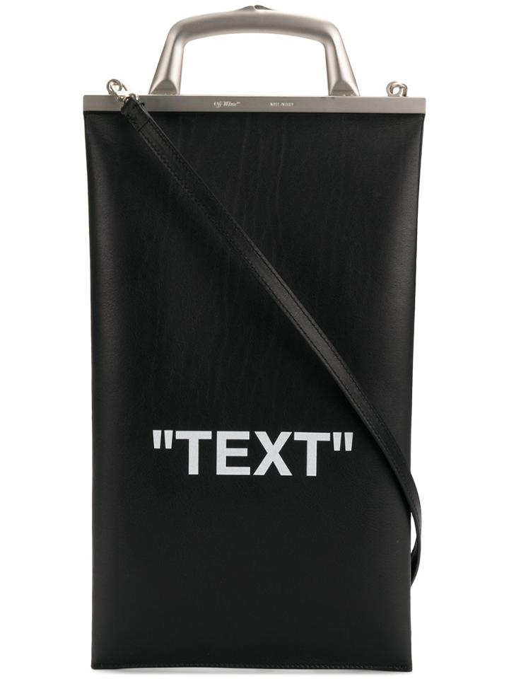 Off-white Text Market Tote Bag - Black