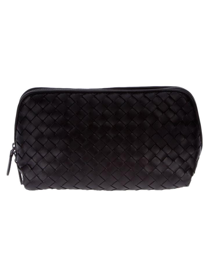 Bottega Veneta Woven Leather Clutch, Women's, Black, Leather