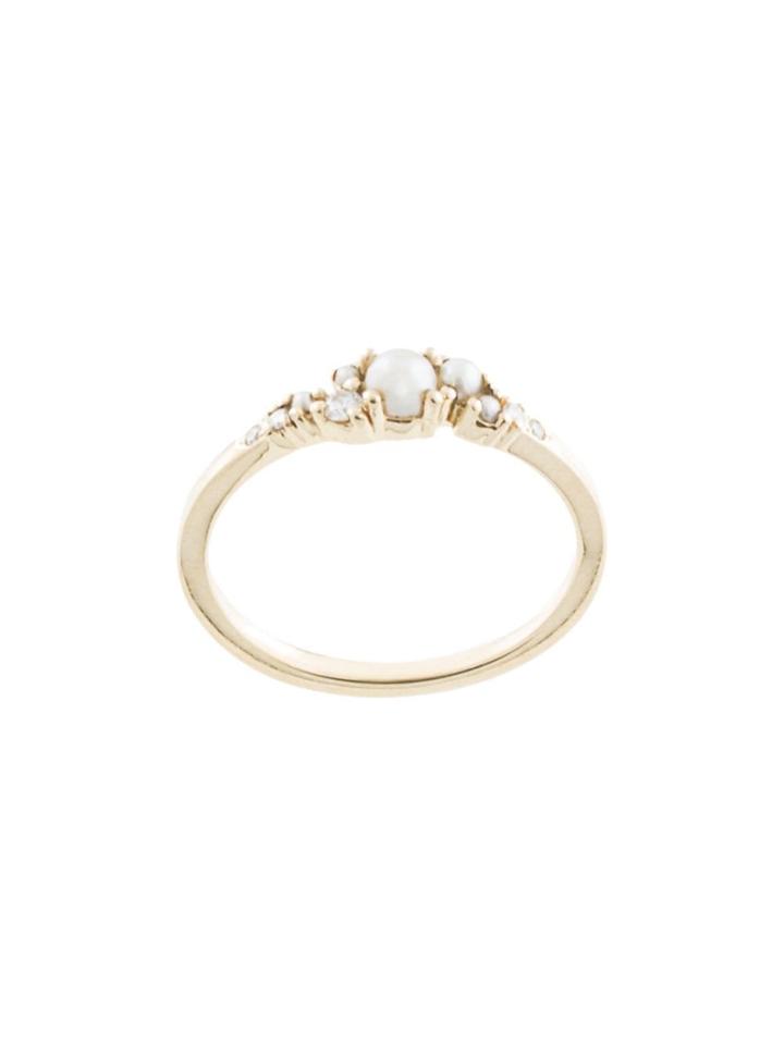 Natalie Marie 14kt Yellow Gold Alula Pearl And Diamond Cluster Ring -