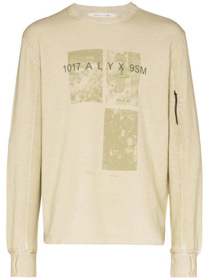 1017 Alyx 9sm Photo Printed Zip-sleeve Sweatshirt - Green