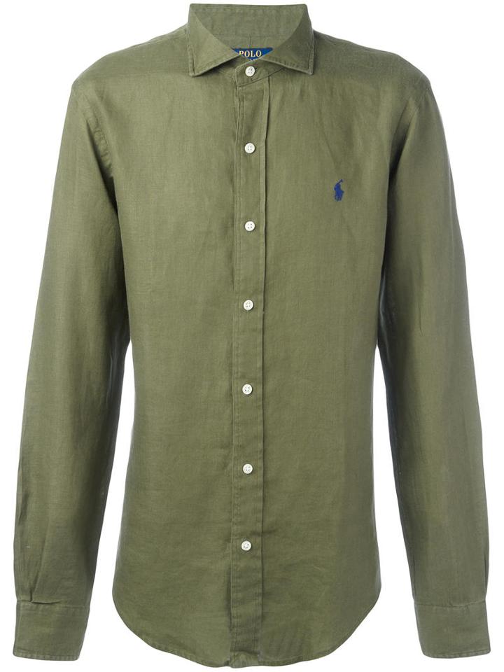 Polo Ralph Lauren Chest Embroidery Shirt, Men's, Size: Small, Green, Linen/flax