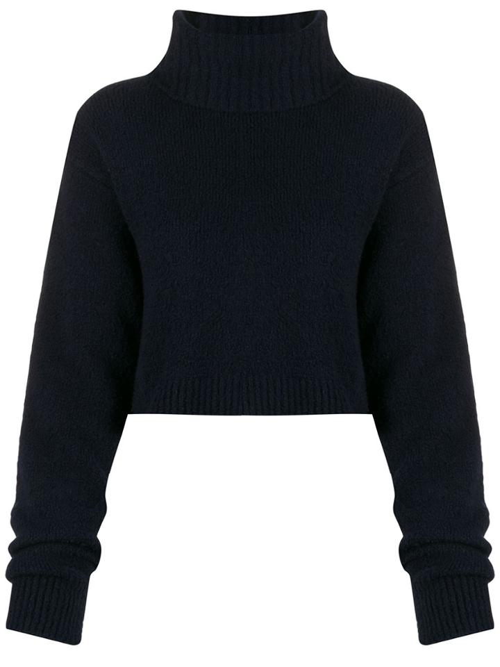 Semicouture Ribbed Knit Cropped Jumper - Blue