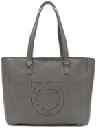 Salvatore Ferragamo - Perforated Logo Tote - Women - Leather - One Size, Grey, Leather