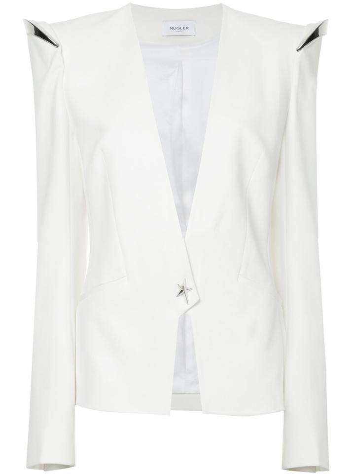 Mugler Metallic Detail Tailored Jacket - White