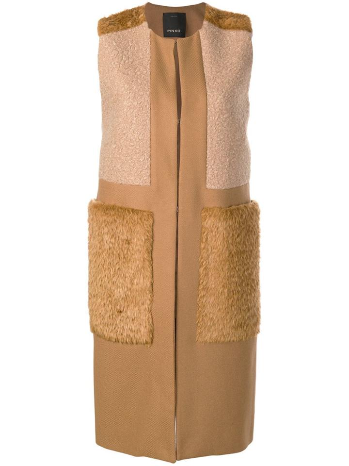 Pinko Sleeveless Mid-length Coat - Brown