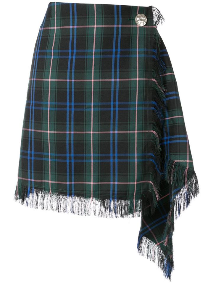 Portspure Checked Asymmetric Skirt - Blue
